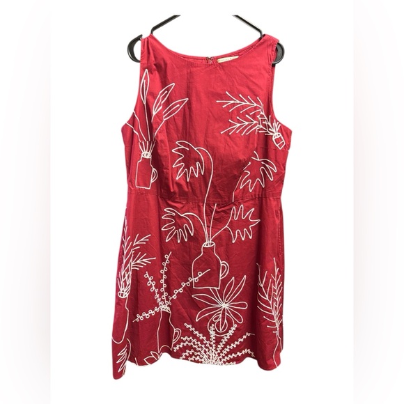 Wayward Fancies Dresses & Skirts - Elegant Red With White Floral Embroidery Midi Dress by Wayward Fancies | Size 2X